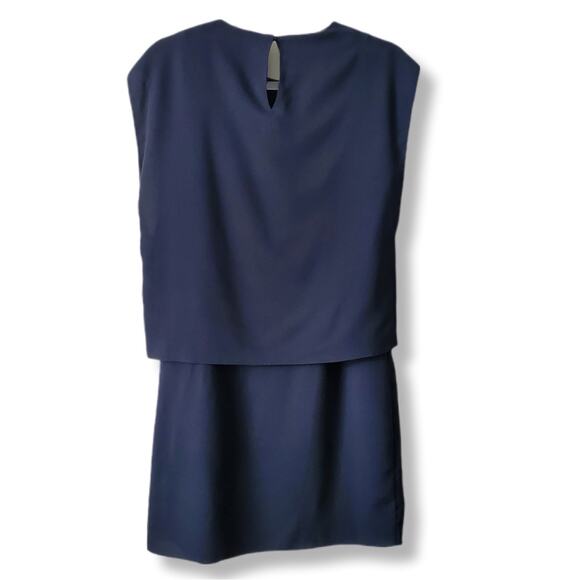 Tibi Savanna Navy Blue Crepe Drape Tie Dress 4 Career Modern Classic Minimalist - Picture 9 of 13